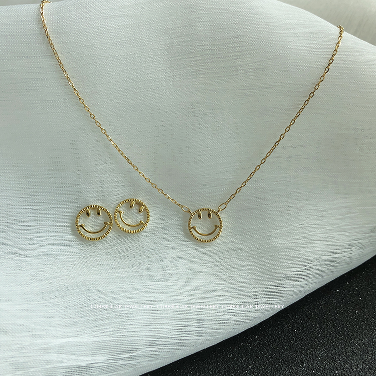 Fangtangjia Seiko custom This issue is the main push of the whole body 925 sterling silver smiling face ear needle collarbone chain