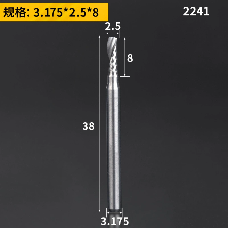 Lidiao thép vonfram 3.175 khắc bit 1 cạnh xoắn ốc phay gỗ chắc chắn mật độ bảng khắc CNC máy công cụ khoan gỗ mũi bắn vít 