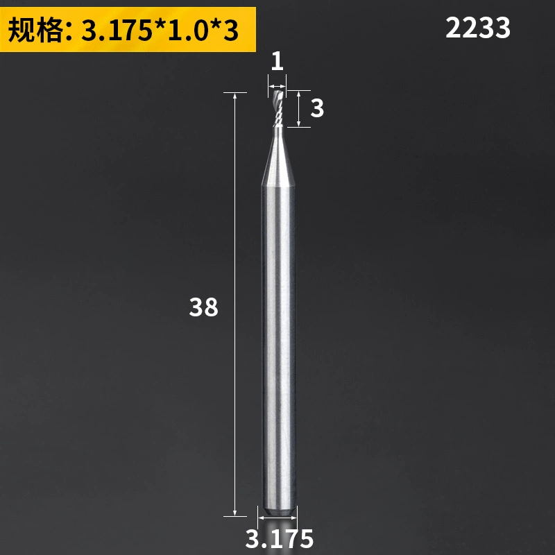 Lidiao thép vonfram 3.175 khắc bit 1 cạnh xoắn ốc phay gỗ chắc chắn mật độ bảng khắc CNC máy công cụ khoan gỗ mũi bắn vít 