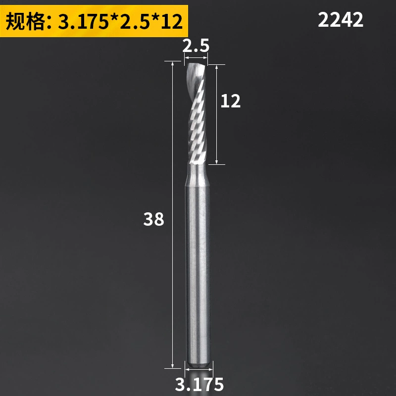 Lidiao thép vonfram 3.175 khắc bit 1 cạnh xoắn ốc phay gỗ chắc chắn mật độ bảng khắc CNC máy công cụ khoan gỗ mũi bắn vít 