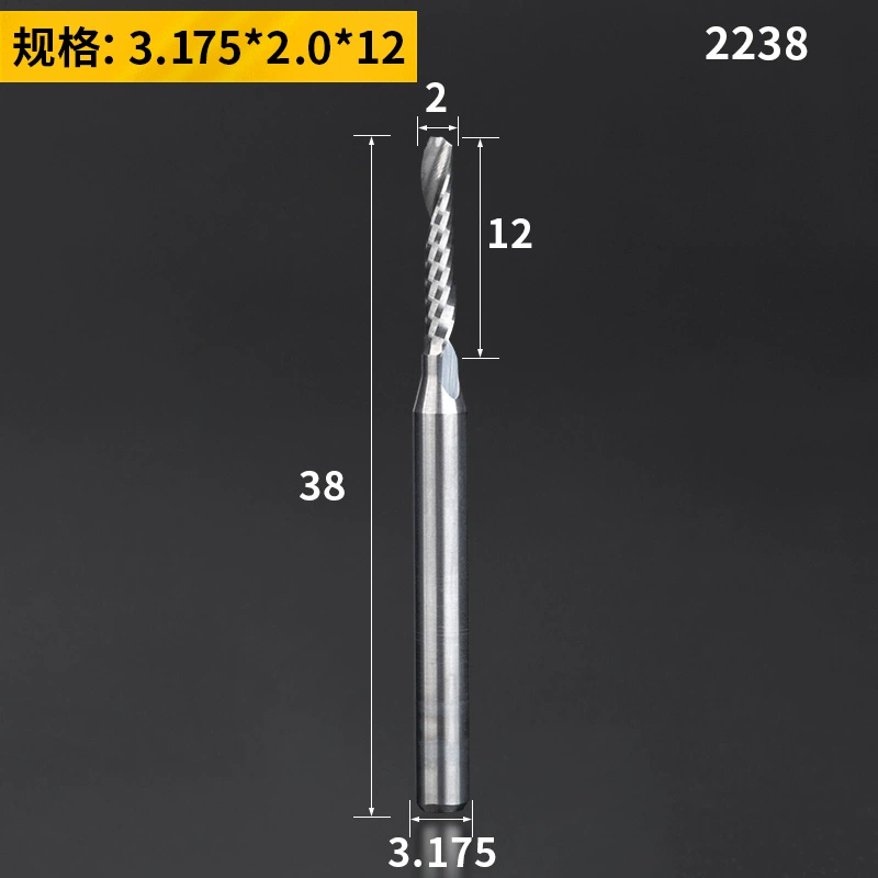 Lidiao thép vonfram 3.175 khắc bit 1 cạnh xoắn ốc phay gỗ chắc chắn mật độ bảng khắc CNC máy công cụ khoan gỗ mũi bắn vít 