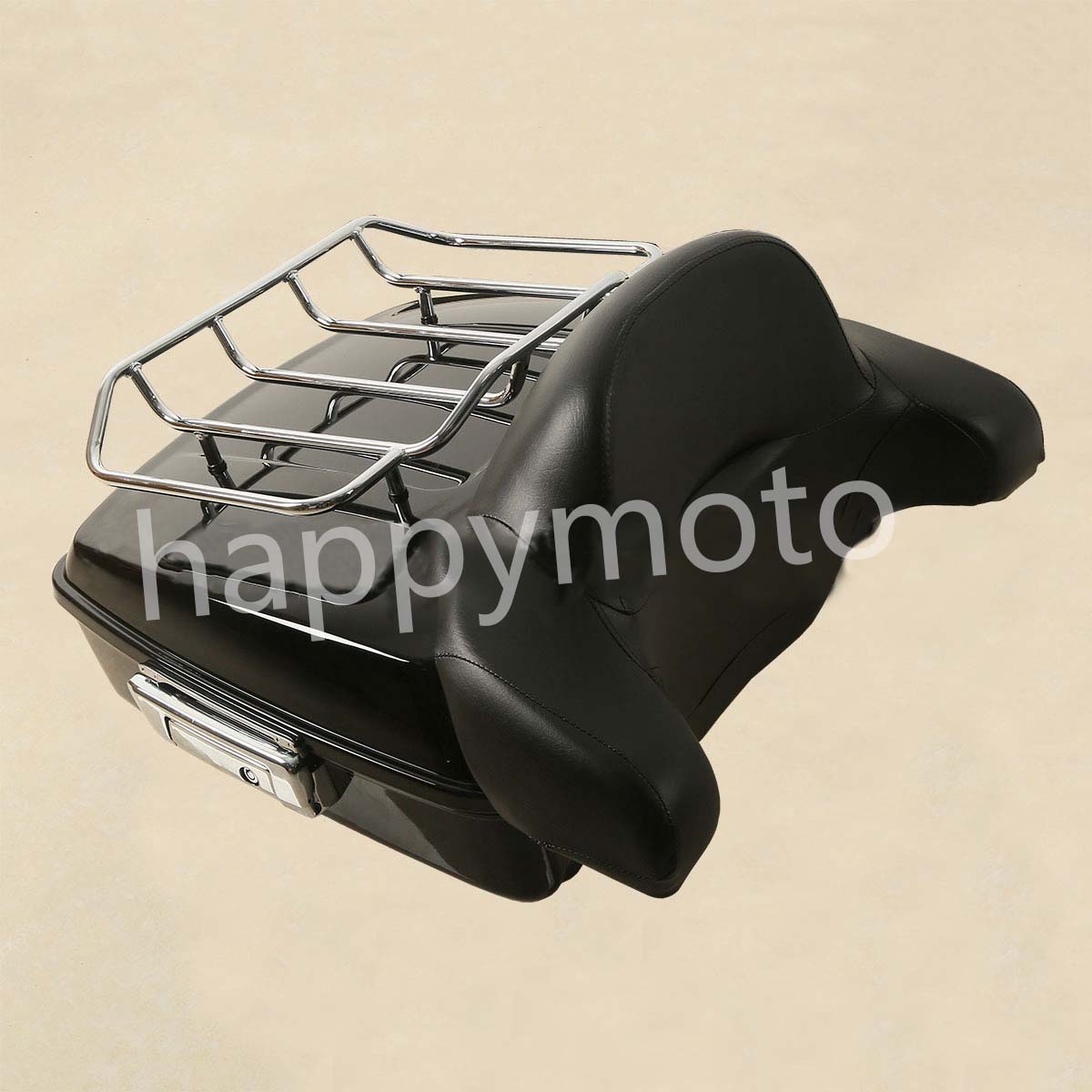 Harley phía sau hộp ABS chất lượng cao Giá đỡ hành lý mạ điện với bộ tựa lưng Road King gliding 2014-2017 - Xe gắn máy phía sau hộp thùng đựng đồ cho xe máy