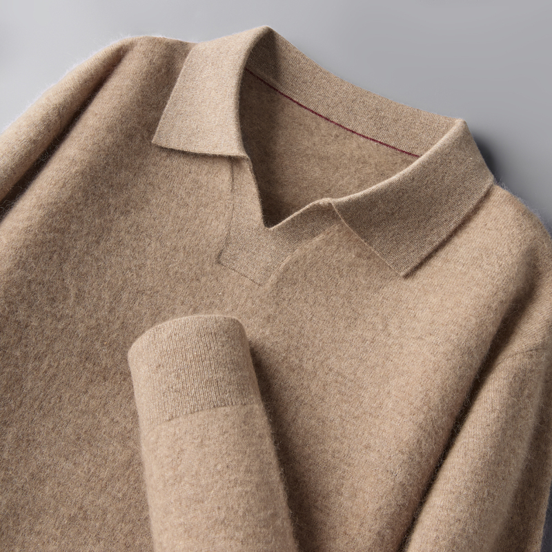 Erdos City 100% Pure Cashmere Sweater Men's Seagull Lapel Sweater Fashionable Autumn and Winter Knitted Wool Sweater Erdos City 100% Pure Cashmere Sweater Men's Seagull Lapel Sweater Fashionable Autumn and Winter Knitted Wool Sweater