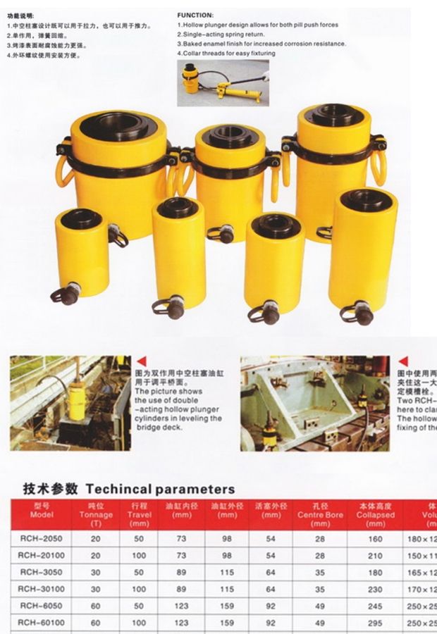 ròng rọc giảm lực Dụng cụ nâng Kích rỗng pít tông thủy lực 20T30T60T100T tấn Xi lanh thủy lực Nhà máy trực tiếp ròng rọc
