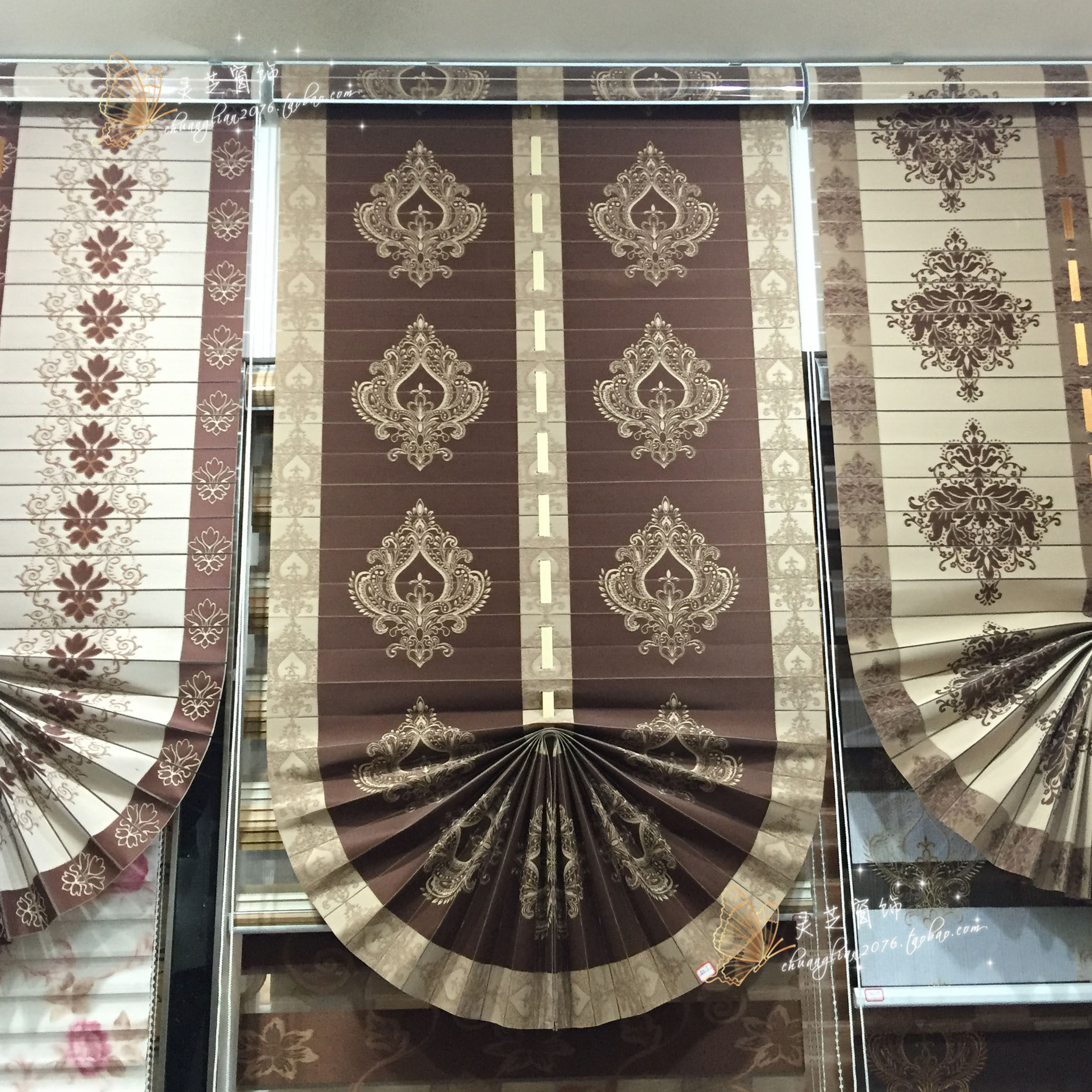 Sector European-style roller shutters sunscreen sunscreen Balcony Bookhouse Kitchen Make-up Room Lifting Pull Curtain Custom Curtains Free