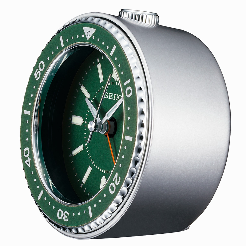 Seiko Japan Seiko Round Green Submariner Watch Style Simple Silent Sweep Second Snooze Night Light Luminous Small Alarm Clock