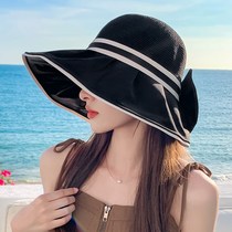 French hat womens large-brimmed vinyl fishermans hat versatile summer travel and vacation seaside sun protection hat