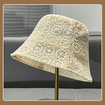 French spring and summer thin hollow lace bucket hat for women breathable mesh without makeup and small fisherman hat