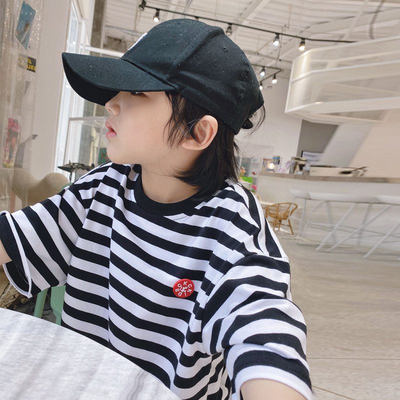 Boy short sleeve T-shirt 2022 summer dress new Korean version Children streaks boy casual loose T-shirt oversize