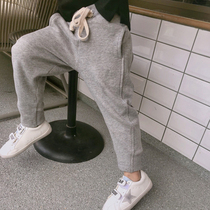 Original homemade childrens sports pants men 2021 new Korean shrink casual sports pants childrens spring clothes