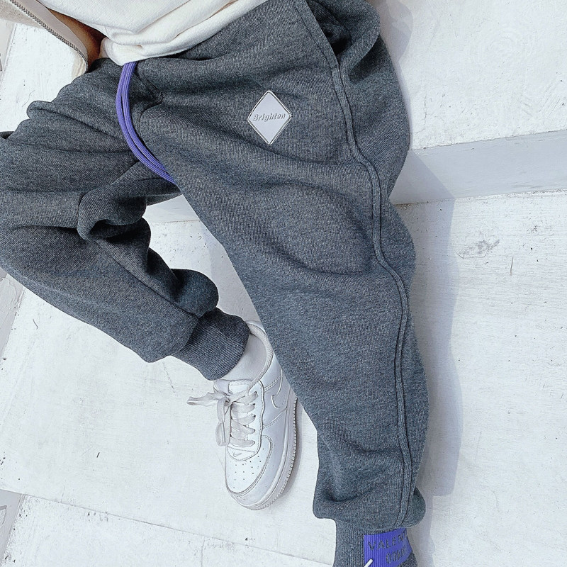 Boy loose Harun casual pants 2022 winter new Korean version plus suede sports pants children thickened trousers foreign