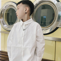 2022 spring and summer new boy shirt loose Korean bat sleeve Korean children's fashion shirt personality tide