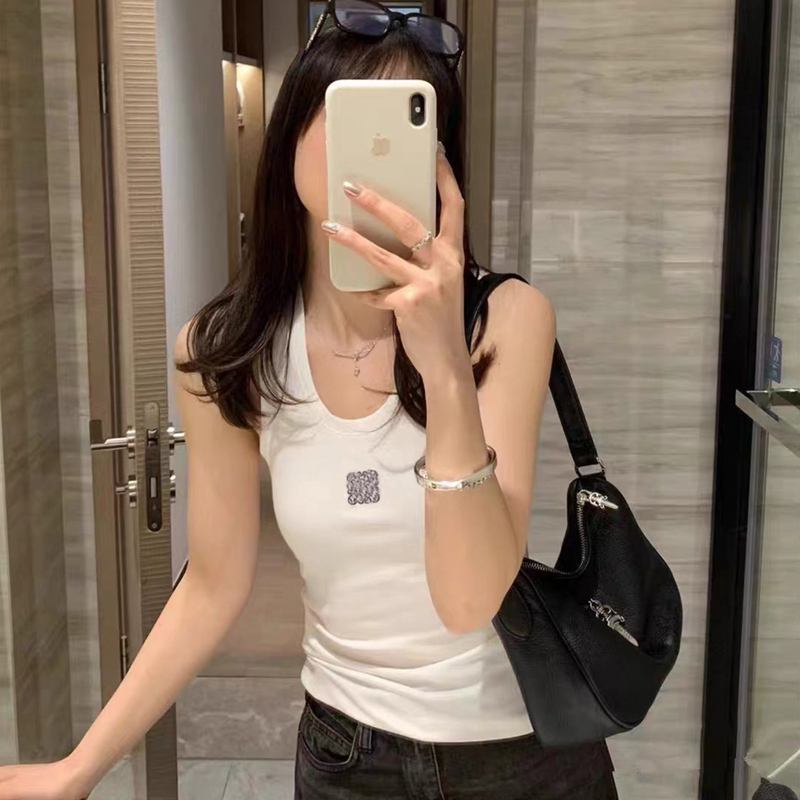 Shenzhen Nanyou 2026 Spring/Summer New Casual White Slim Fit Camisole Women's Round Neck Sleeveless Base Shirt Top