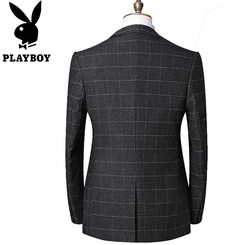 Playboy phù hợp với nam giới ba mảnh phù hợp với phù hợp với doanh nghiệp nhỏ váy kẻ sọc váy cưới chú rể