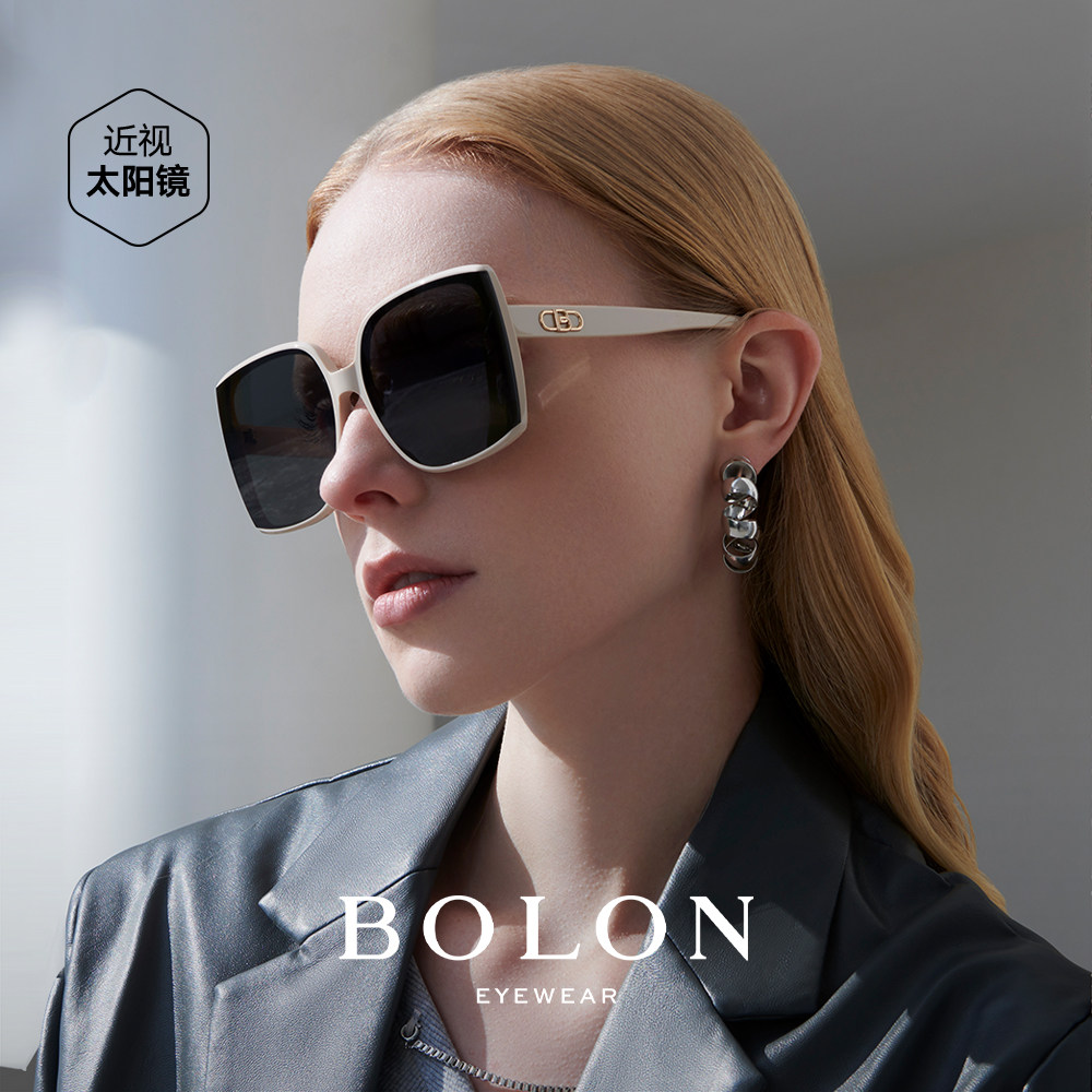 BOLON暴龙眼镜偏光大框太阳镜显脸小白框防紫外线墨镜女BL3109