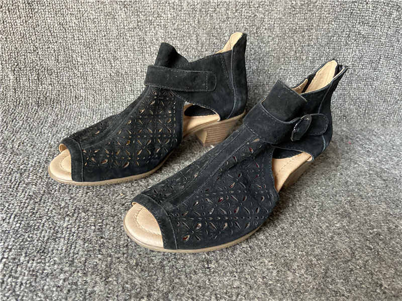 37 5 yards leather casual shoes hollow breathable women's shoes