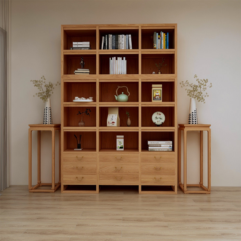 Light Home innate Porcelain Clay Pot OLD ELM WOOD BOU ANCIENT RACK NEW CHINESE TEA PLAID PORCELAIN TEA EXHIBITION CABINET COMPOSITION