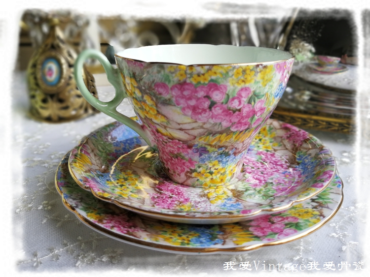 (UK) Vintage 1945-66 Shelley Rock Garden theme tea set one of three