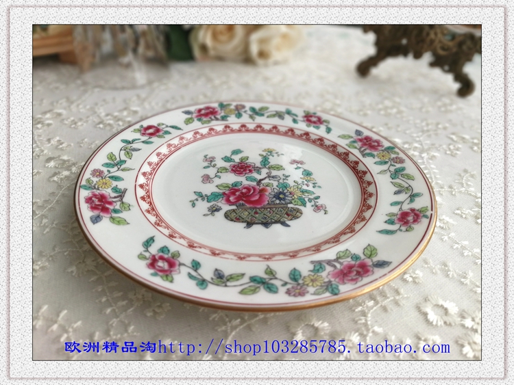 (UK) 1906-1920s Crown Staffordshire Hand Painted Flowerbed Flowers Oriental Dim Sum Plate