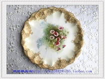 British 1891-1902 Doulton Burslem hand painted Morning Glory enamel gilt gold pattern plate