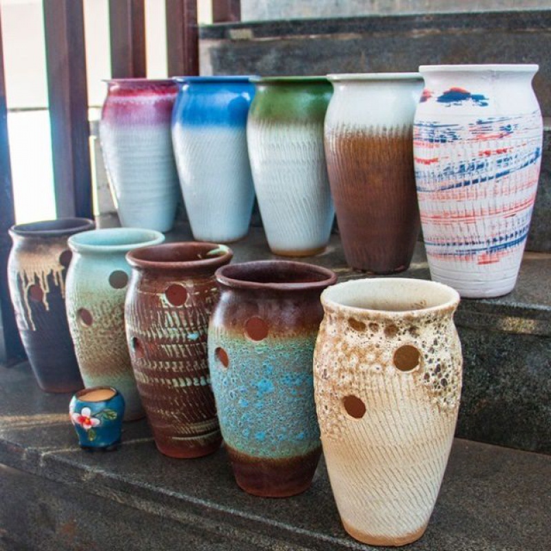 Broken jar multi-fleshy flowerpot jar breathable ceramic old pile type porous creative plant personality pastoral gap hole