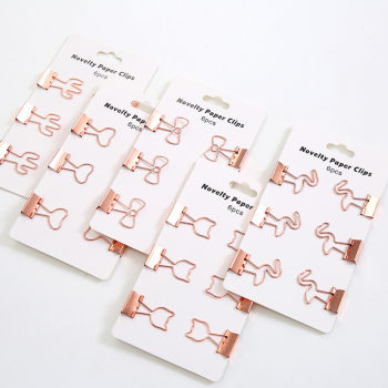 Creative and Cute Long-Tail Metal Binder Clips, Office Storage Ticket Clips, 6 Pieces of Paper Card Clips, Cat-Shaped Small Clips