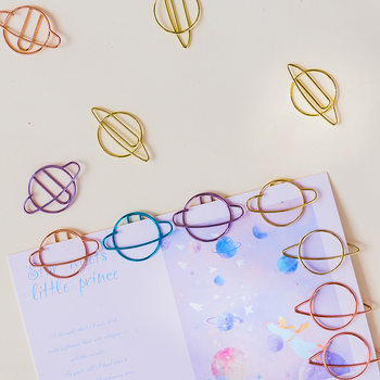 Planet-Themed Creative Paper Clips for Office Organization, Cute Paper Clips for Planners, Colorful Metal-Plated Paper Clips for Students