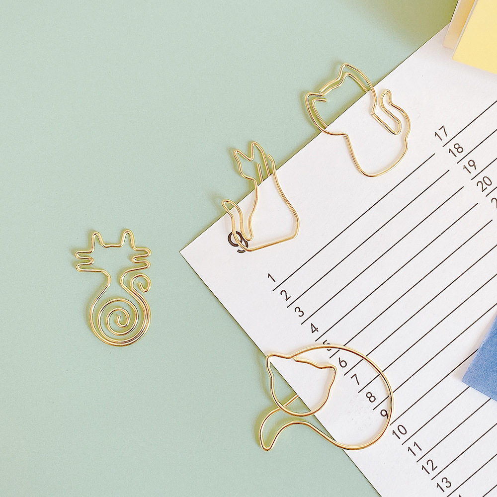 Cartoon cat paper clips, various shapes, kitten paper clips, cute creative special-shaped paper clips, handbook storage