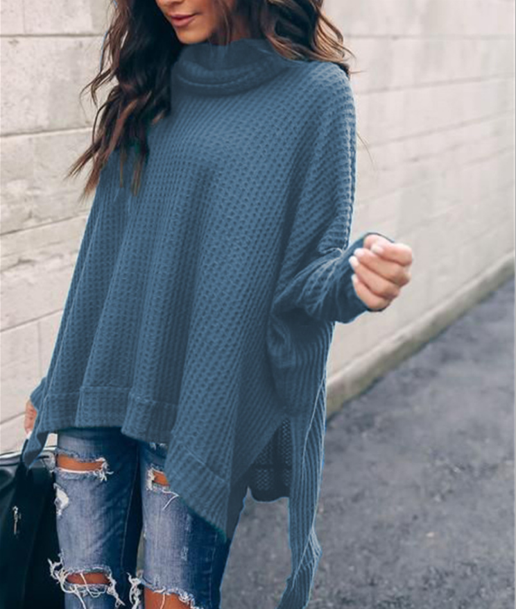 High-Neck Long-Sleeved Irregular Blouse NSYF28236