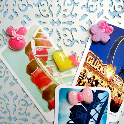 Pink bow yellow love magnetic refrigerator magnet magnet whiteboard paste magnetic nail 4