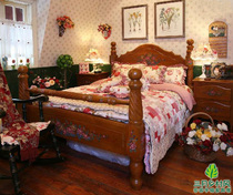 British solid wood American pastoral style British red oak hand-painted furniture painted big bed bedroom March Township style