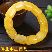 Baltic chicken oil yellow beeswax barrel beads single ring hand string old beeswax Amber barrel beads special-shaped bracelet to send boyfriend