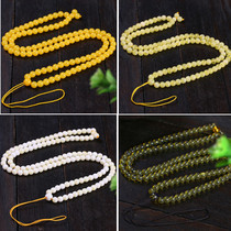 Old chicken oil yellow white beeswax round beads Blue Pepper pendant lanyard pull nectar necklace sweater chain Amber rope