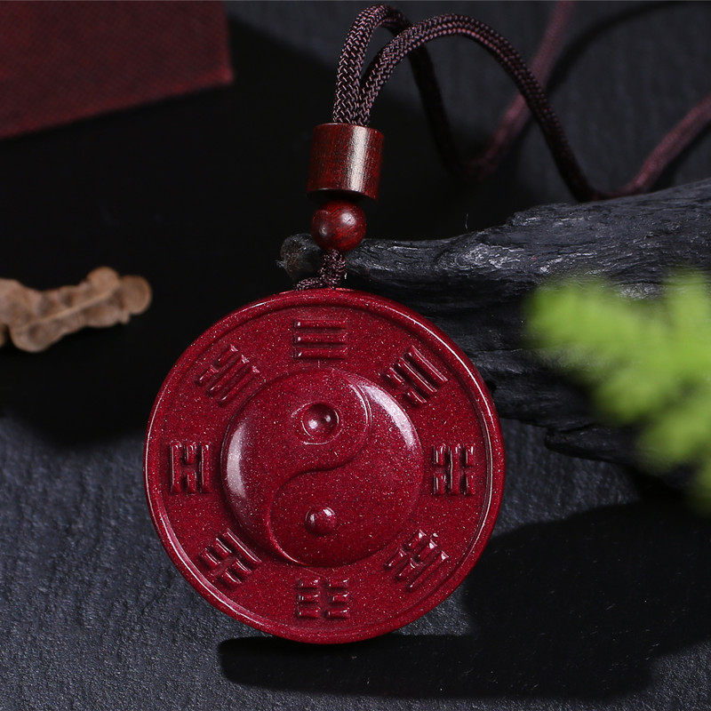 Original mine cinnabar Zijinsha Qiankun Eight Diagrams Tai Chi Tu Yin Yang Fish Pendant Town House Kai Fu Home Door