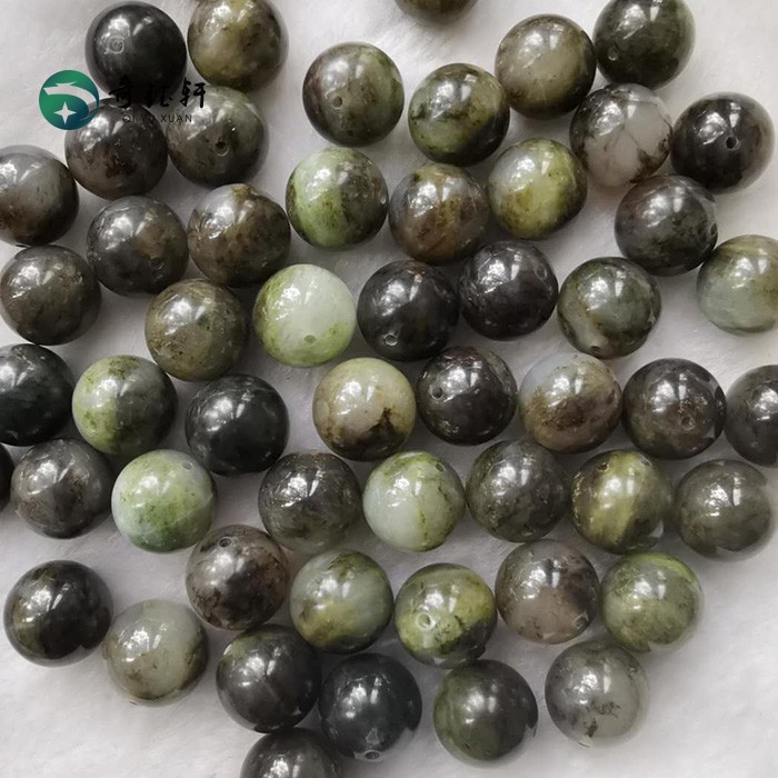 (Qi Yuxuan) Nanyang Dushan Jade natural superior Dushan Jade 20MM round beads scattered beads bracelet chain accessories