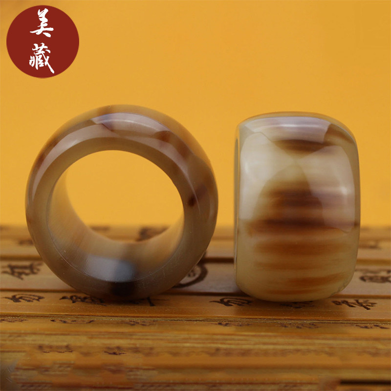Pure handmade boutique solid color bloody yak horn ring wrench finger high polished men's and women's natural environmental protection play ring
