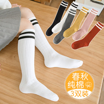 Girl Socks Spring Autumn Pure Cotton Thin with baby Long cartridge Sox autumn Winter Long Sox Childrens stockings Sox student heaps stockings