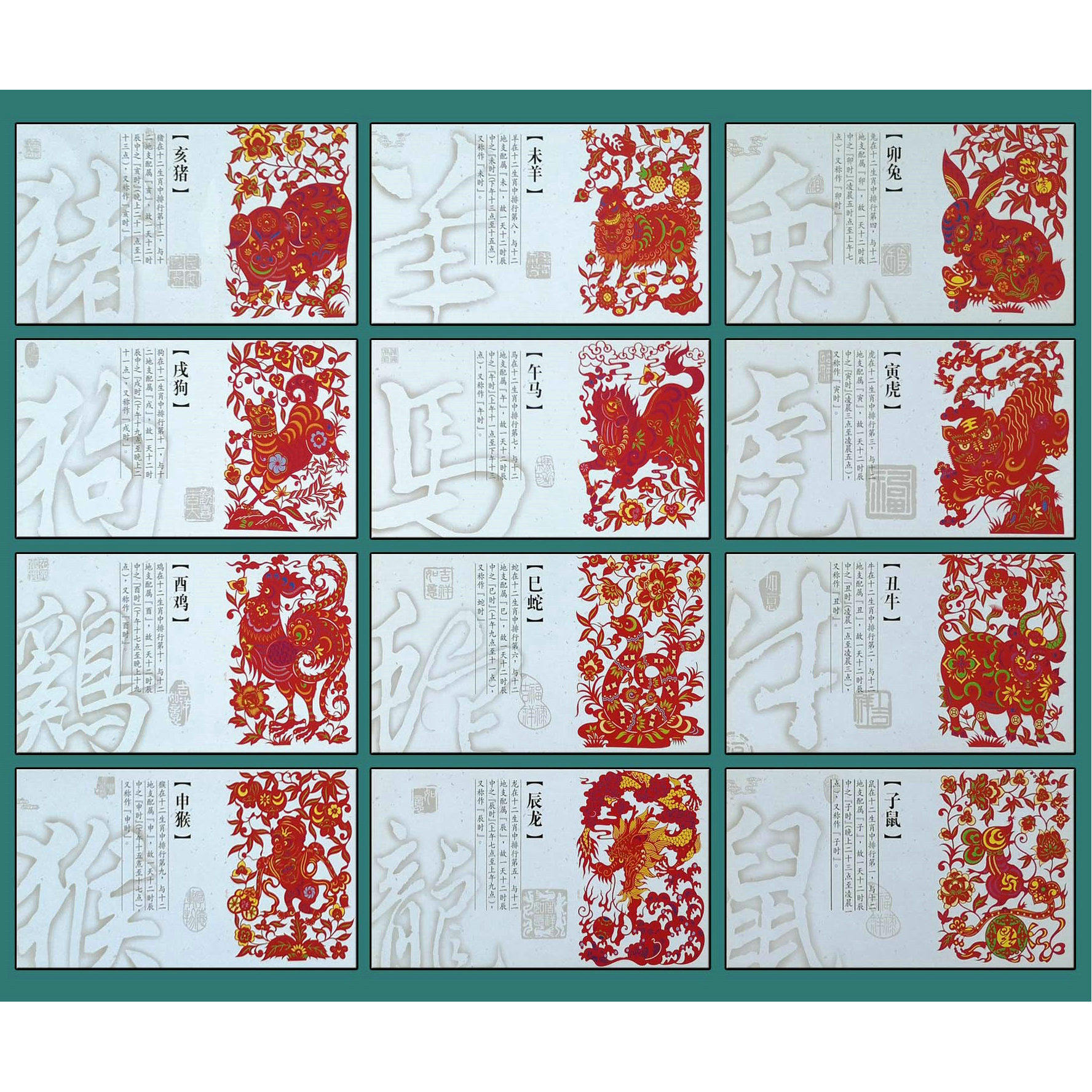 A full set of 12 zodiac postage postcards, postal 80-cent postcards can be mailed