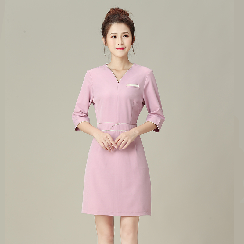 Làm đẹp workclothes mùa hè 2019 mới hút đàn hồi mỏng của phụ nữ mồ hôi thở sức khỏe nhà váy quần áo kỹ thuật viên