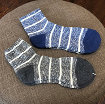 Export Japans single-day system of retro-striped plain cotton art frescoed short mid-cylinder low bunch of male socks