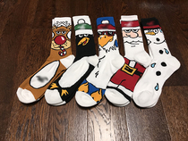 Seagull Personality Fashion Casual Cartoon Cute Good Looking Christmas Towel Bottom Mid-Tube High Bon Men Socks Tide People
