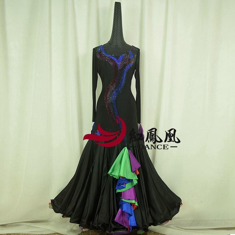 Red Phoenix Body Wrap Hip Morden Dance Competition Skirt Stage Play Out National Standard Social Dance Dresses Big Hem Skirt BR788