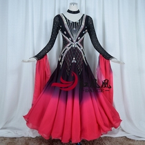 Red Phoenix Gradient Color Morden Dance Competition Dress Grand Hem Dress Custom National Mark Dance Contest Professional Play BR883