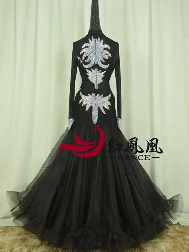 Red Phoenix High -End Modern Dance Sware Skirt Spating Stage Standard Walz Malph Dance Dance Юбка BR755