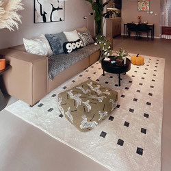 French Cream Style For Home Coffee Table Sofa Carpet Living Room 2024 New arrival Cloakroom Cashmere Gingham Short Pad