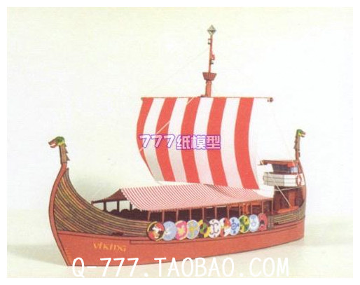 帆船模型 777纸模型]维京海盗船模型帆船模型