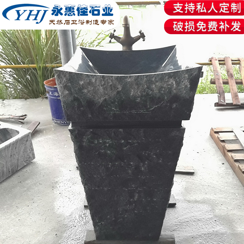 Natural stone upright post basin balcony column type washbasin integrated marble washbasin outdoor handwashing table pool