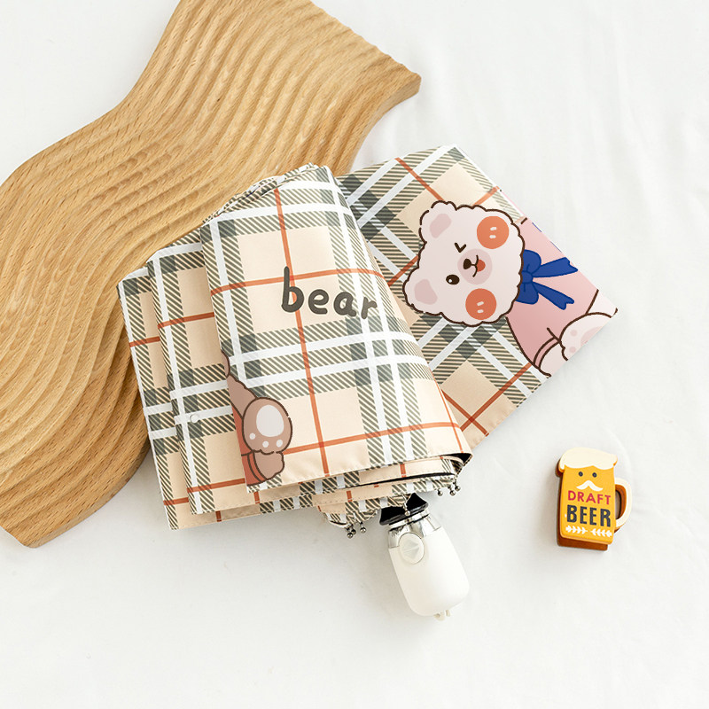 Automatic umbrella Sunny and rain dual-use parasol five-fold vinyl parasol women's summer sunscreen anti-UV small fresh