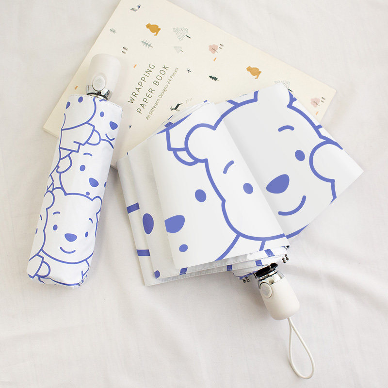 Umbrella Women's rain and rain dual-use umbrella Automatic shrink automatic folding umbrella Black plastic parasol Sunscreen anti-UV