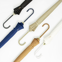 16-bone Japanese straight rod umbrella ins sunny and rain dual use simple Mori retro long umbrella long handle umbrella bend female student